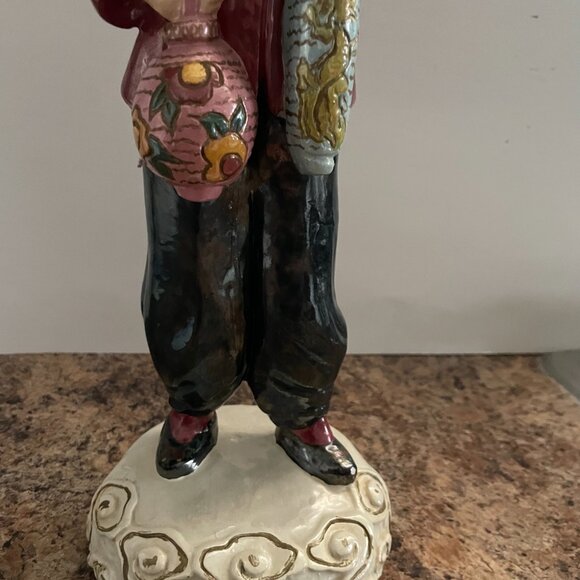 large vintage antique Asian Chinese ceramic figurine man 15.25" tall - Picture 4 of 9